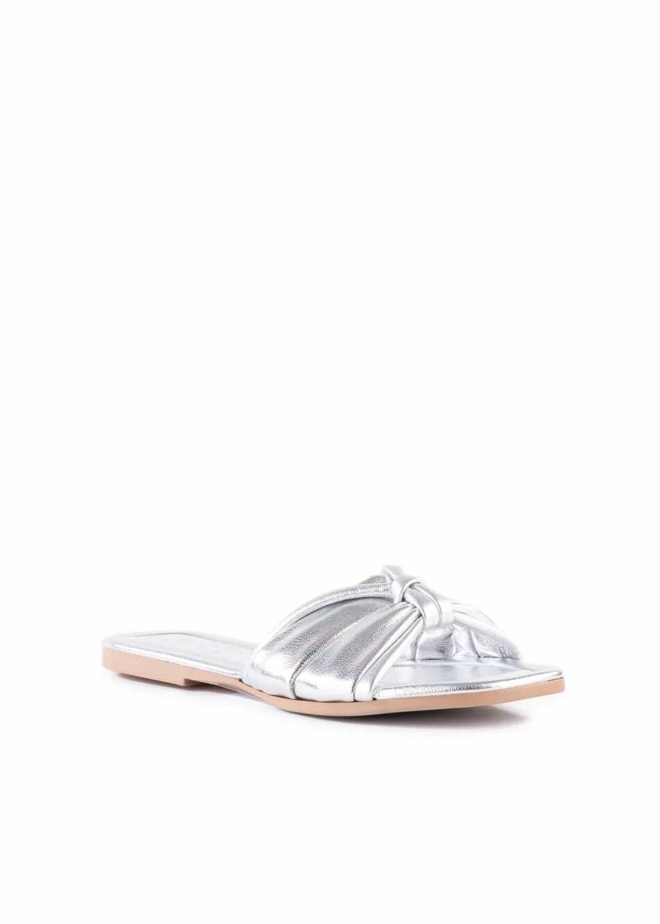 NEW SEYCHELLES women's puff straps slide sandal in silver